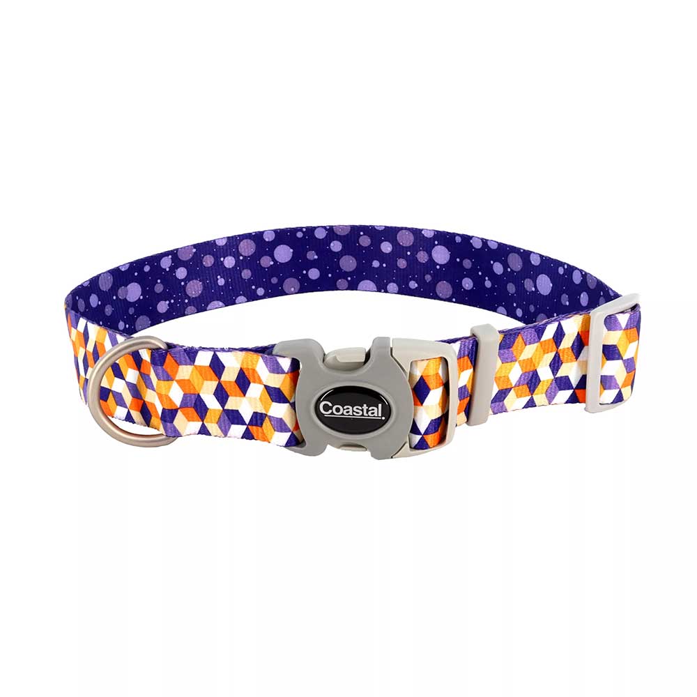 SUBLIME Adjustable Dog Collar, Purple & Orange Cubes • Shop Online at  Petmania •