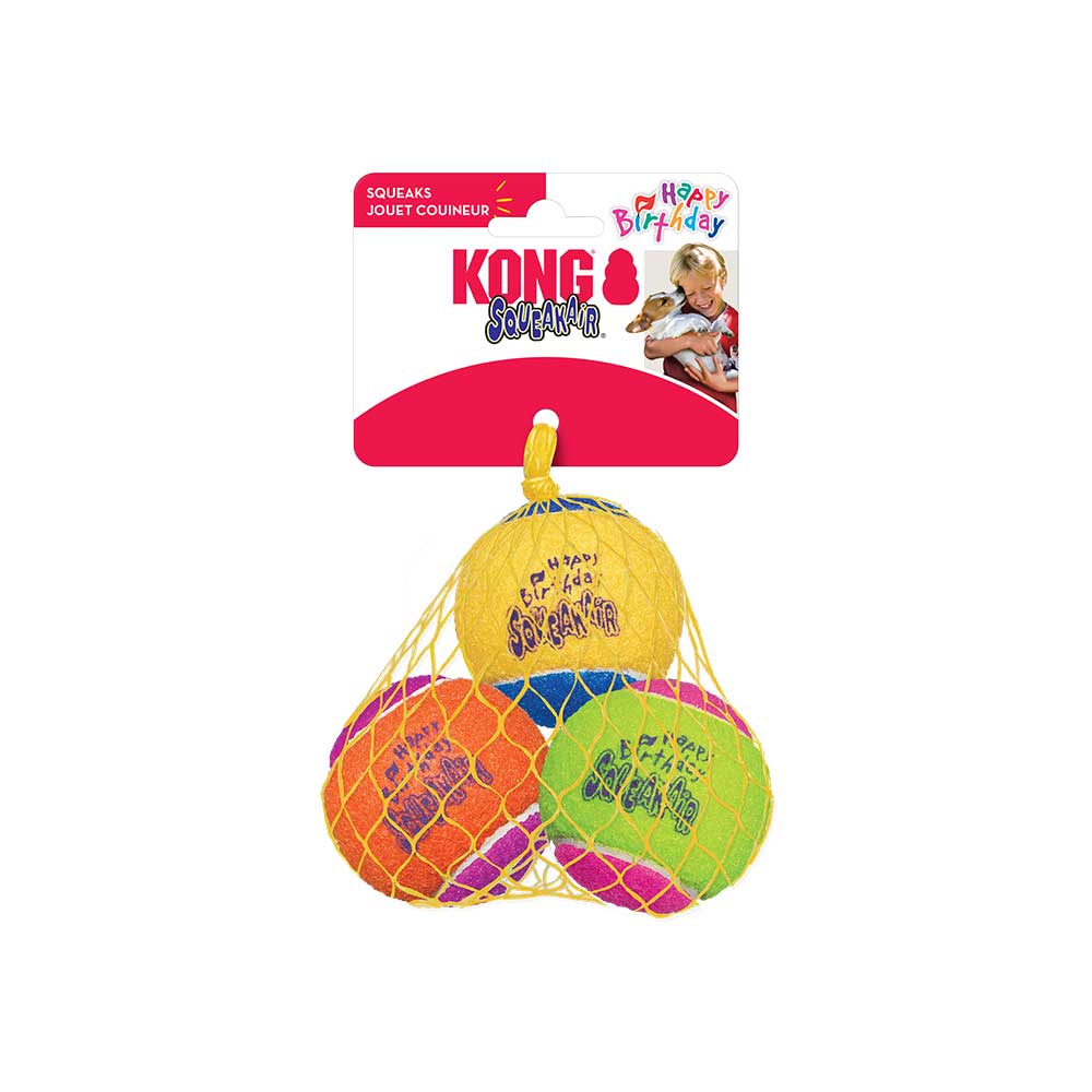 Kong Squeakair Happy Birthday Balls, 3 Pack